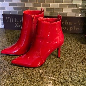 Forever 21 red patent leather booties